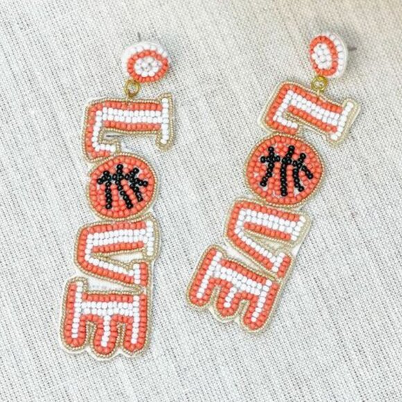 Basketball LOVE Sports Theme Players Fans Beaded Earrings - Picture 1 of 2